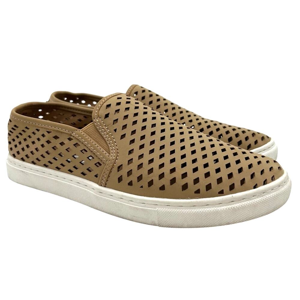 Steve Madden Zeena Camel Perforated Slip-On Sneakers Size 8.5 Casual Sporty